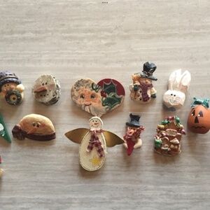 Vintage Lot 13 Halloween Christmas Pins Brooches Necklaces Holiday Jewelry 1990s